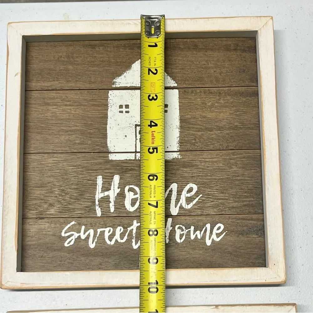 Rustic Distressed Primitive Brown and White 'Home Sweet Home' Wall Art Set of 3